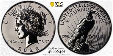 2023-S $1 Peace Dollar Rev PR Two-Coin Reverse Proof Set First Strike PR70