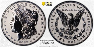 2023-S $1 Morgan Dollar Rev PR  Two-Coin Reverse Proof Set First Strike PR70