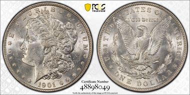 1901 $1 VAM 3, Shifted Eagle, DDR MS60