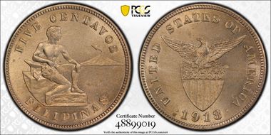 1918-S 5C Allen-4.08a RPD MS64