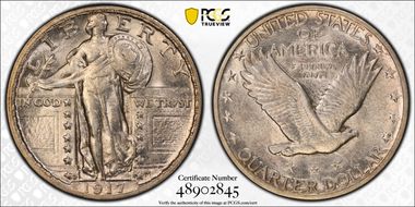 1917-D 25C Type 2 AU58