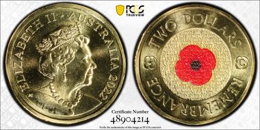2022-C $2 Remembrance Day Colorized MS69