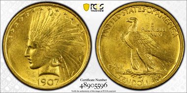 1907 $10 Indian MS63