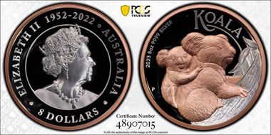 2023-P $8 Koala High Relief Ag 5oz Selective Pink-Gilt PR70DCAM
