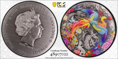 2023 $5 Phoenix and Birds Antique Finish SP67