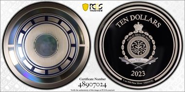 2023 $10 Iron Man's Arc Reactor 5oz Ag PR70DCAM
