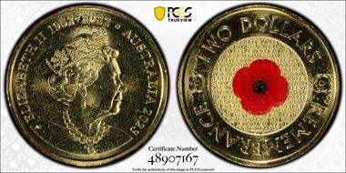 2023 $2 35th Ann $2 Coin Set Colorized Remembrance Red Poppy MS66