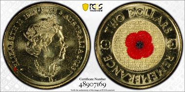 2023 $2 35th Ann $2 Coin Set Colorized Remembrance Red Poppy MS66