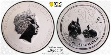 2011-P $8 Year of the Rabbit 5oz Ag MS69