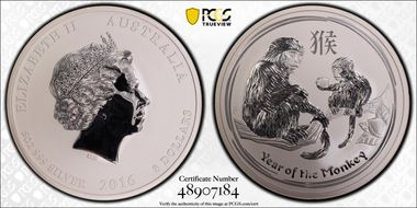 2016-P $8 Year of the Monkey 5oz Ag MS69