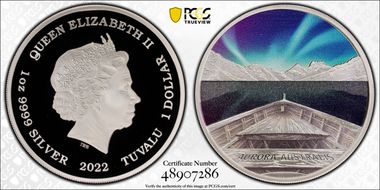 2022 $1 Aurora Australis Colorized PR70DCAM