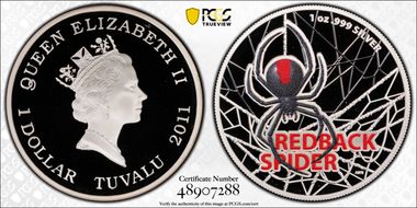 2021 $5 Redback Spider Colorized PR70DCAM