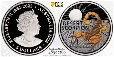 2023 $5 Desert Scorpion Colorized 1oz PR69DCAM
