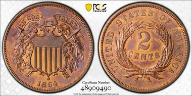 1864 2C Large Motto PR64RB