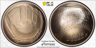 2014-P $1 Baseball Hall of Fame MS69