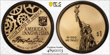 2018-S $1 American Innovation Rev PR Washington-Signed 1st Patent PR69