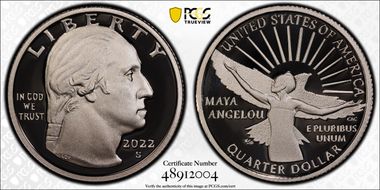 2022-S 25C Maya Angelou-Silver PR70DCAM
