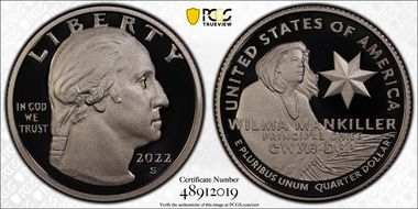 2022-S 25C Wilma Mankiller-Silver PR70DCAM