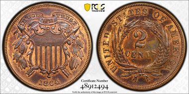 1864 2C Small Motto MS63RB