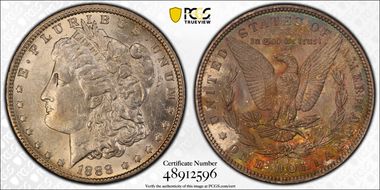 1888-O $1 VAM 4, Hot Lips AU58