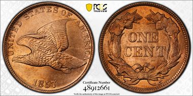 1857 1C Flying Eagle MS62