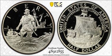 1992-S 50C Columbus PR69DCAM