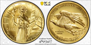 2015-W $100 High Relief  .9999 Fine Gold MS70