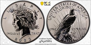 2023-S $1 Peace Dollar Rev PR Two-Coin Reverse Proof Set PR69