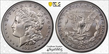 2021-CC Privy $1 Morgan Dollar 100th Anniversary MS70