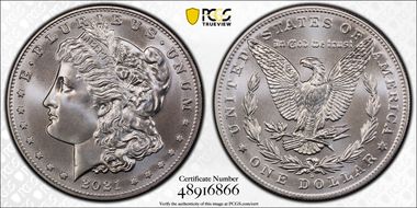 2021-D $1 Morgan Dollar 100th Anniversary MS69