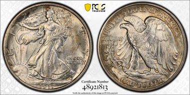 1917-S 50C Reverse MS62