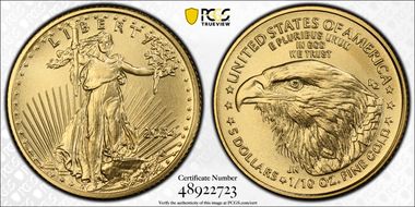 2024 $5 Gold Eagle First Day of Issue MS70