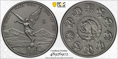 2018-Mo Onza Libertad Ag - Antiqued SP70
