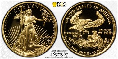 1991-P $5 Gold Eagle PR69DCAM