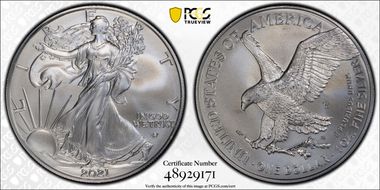 2021-W $1 Burnished Silver Eagle-Type 2 SP70