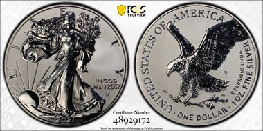 2021-S $1 Silver Eagle Rev PR - Type 2 Designer Edition PR70