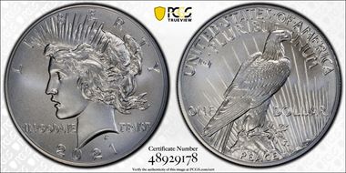 2021 $1 Peace Dollar 100th Anniversary MS70