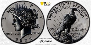 2023-S $1 Peace Dollar Rev PR Two-Coin Reverse Proof Set PR70