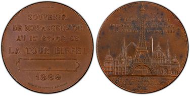 1889 Medal Eiffel Tower Climb Cu MS61BN