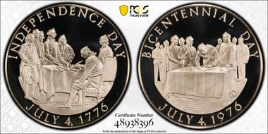 1976-FM Medal Bicentennial Day Silver Independence Day, 1776 PR69DCAM