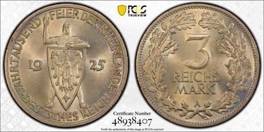 1925-A 3 Mk 1000 Years J-321 MS65