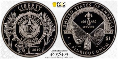 2019-P $1 American Legion 100th Ann PR69DCAM