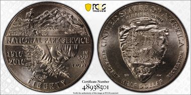 2016-D 50C 100th Anniv. Nat'l Parks MS70