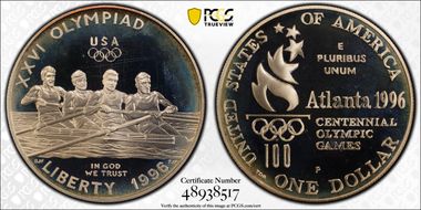 1996-P $1 Rowing PR67DCAM