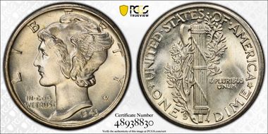 1943-D/D 10C RPM, FS-501 MS66+ FB