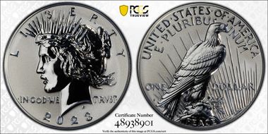 2023-S $1 Peace Dollar Rev PR Two-Coin Reverse Proof Set PR70