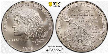 1995-W $1 Special Olympics MS69
