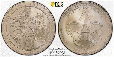 2010-P $1 Boy Scouts of America MS70