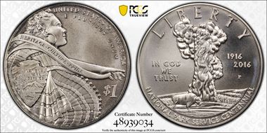 2016-P $1 100th Anniv. Nat'l Parks MS70