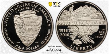 2016-S 50C 100th Anniv. Nat'l Parks PR69DCAM